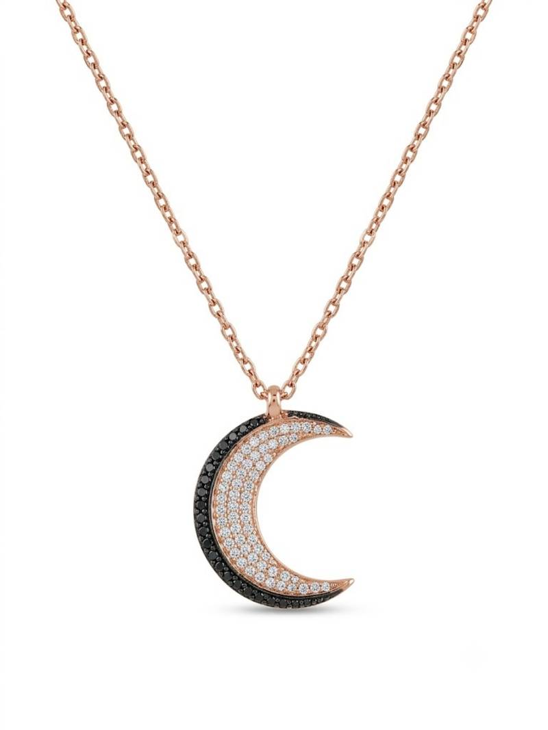 925 Sterling Silver  Rose Gold Crescent Moon Pendant Necklace Set  for Women