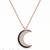 925 Sterling Silver  Rose Gold Crescent Moon Pendant Necklace Set  for Women