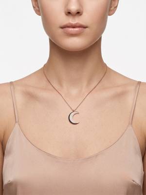 925 Sterling Silver  Rose Gold Crescent Moon Pendant Necklace Set  for Women 5