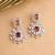 Silver plated ruby red statement drop earrings
