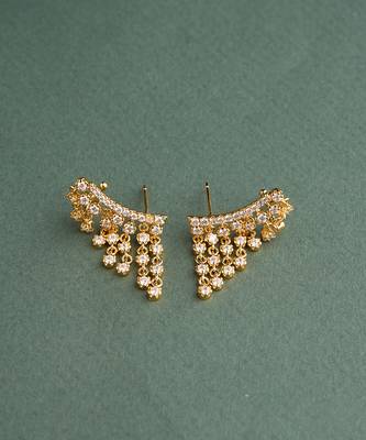 Gold plated ear climber stud earrings 1