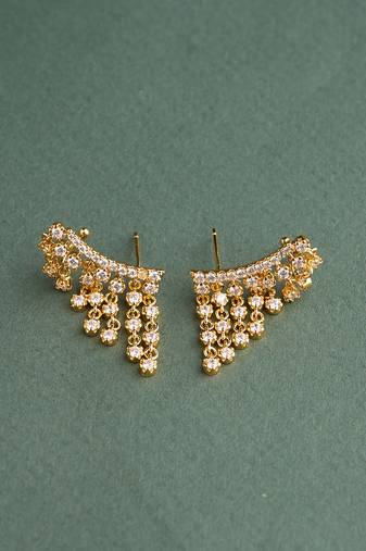 Gold plated ear climber stud earrings