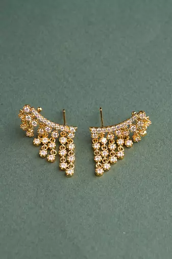 Gold plated ear climber stud earrings
