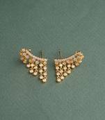 Gold plated ear climber stud earrings