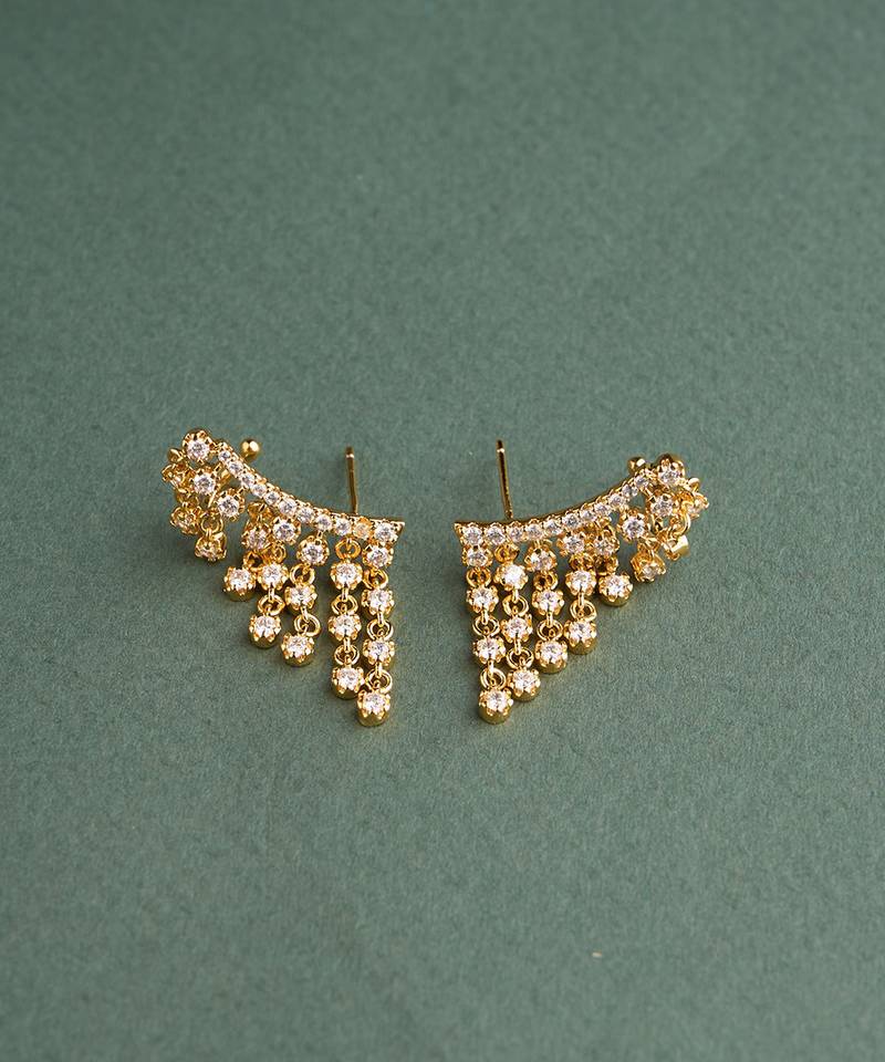 Gold plated ear climber stud earrings