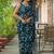 Navy blue chiffon printed saree with blouse