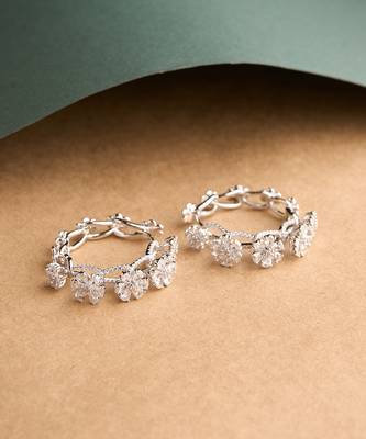 Silver plated diamond hoop earrings 1