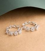 Silver plated diamond hoop earrings