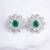 Silver plated green stone oversized stud earrings
