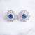 Silver plated blue stone oversized stud earrings