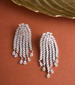 Silver plated diamond chandelier drop earrings