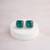 Silver plated emerald green stud earrings