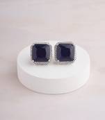 Silver plated navy blue stud earrings