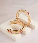 Gold plated ruby red hoop earrings