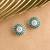 Silver plated emerald green oversized stud earrings