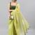 Lime linen printed saree with blouse