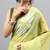 Lime linen printed saree with blouse