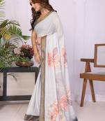 Off white linen  saree with blouse