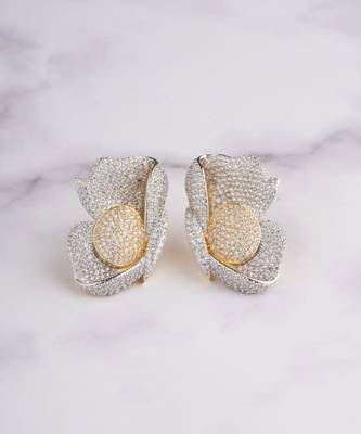 Silver plated yellow statement stud earrings 1