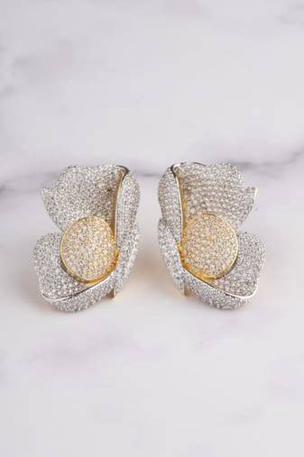 Silver plated yellow statement stud earrings