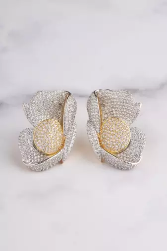 Silver plated yellow statement stud earrings