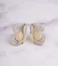 Silver plated yellow statement stud earrings