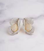 Silver plated yellow statement stud earrings