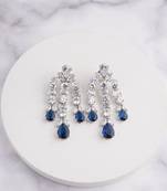 Silver plated sapphire blue chandelier drop earrings