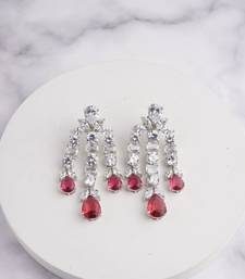 Silver plated ruby red chandelier drop earrings