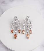 Silver plated light orange chandelier drop earrings