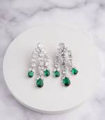 Silver plated emerald green chandelier drop earrings