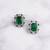Silver plated emerald green stone stud earring