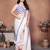 White linen printed saree with blouse