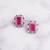 Silver plated pink stone stud earring