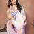 White linen printed saree with blouse