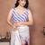 White linen printed saree with blouse