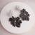 Silver plated black floral dangler earrings