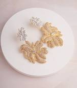 Golden floral dangler earrings