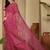 Pink pure georgette striped saree with blouse