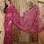 Pink pure georgette striped saree with blouse