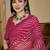 Pink pure georgette striped saree with blouse