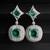 Silver plated light green stone drop earrings