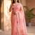 Pink organza printed saree with blouse