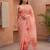 Pink organza printed saree with blouse