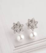 Silver plated white pearl drop earrings