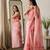 Pink organza printed saree with blouse