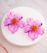 Lilac orange flower stud earrings