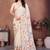 White linen printed saree with blouse