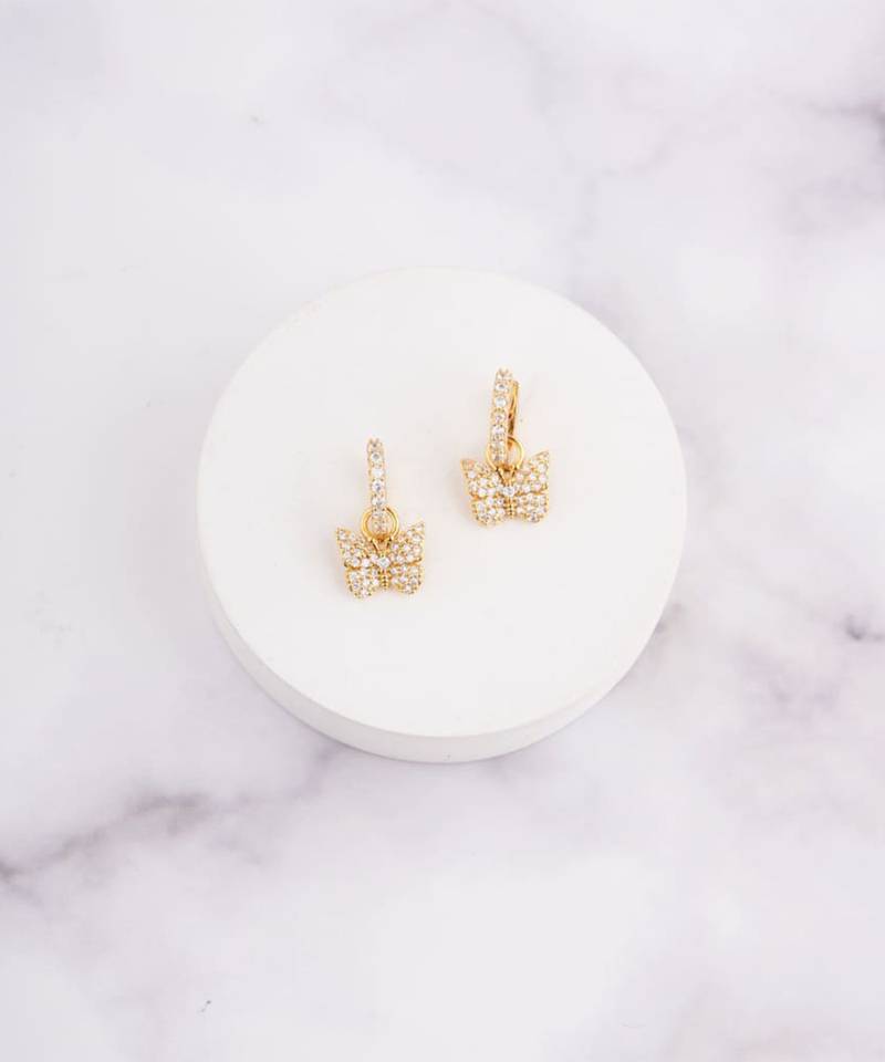 Golden huggie hoop earrings