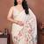 White linen printed saree with blouse